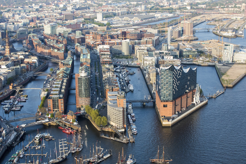 Luftaufnahme Hafencity Speicherstadt