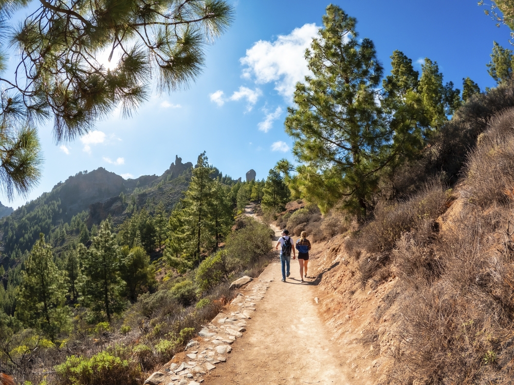 Ein paar Wanderer auf dem Weg bis Roque Nublo in Gran Canaria