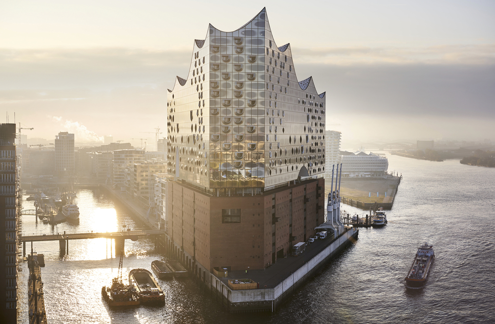 Luftansicht der Elbphilharmonie in Hamburg