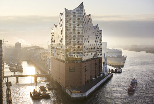 Luftansicht der Elbphilharmonie in Hamburg