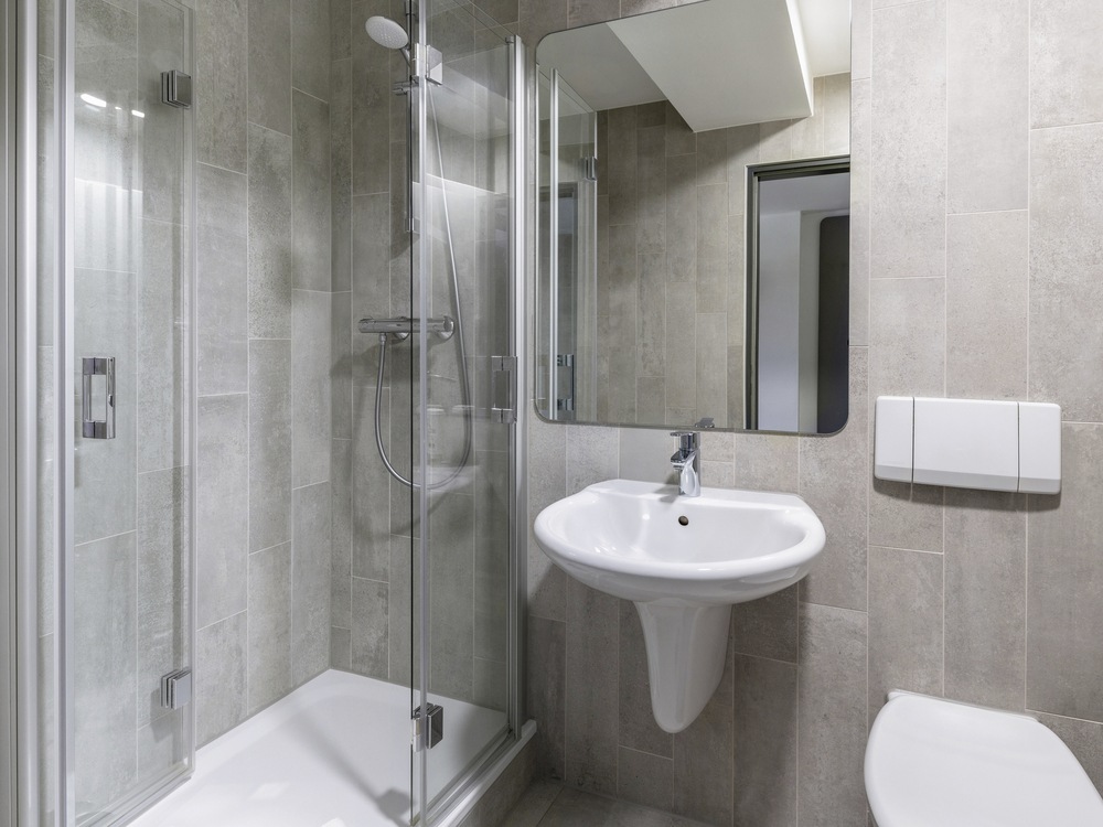 Badezimmer im Zimmer des B&B Hotel Eschweiler