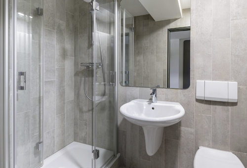 Badezimmer im Zimmer des B&B Hotel Eschweiler
