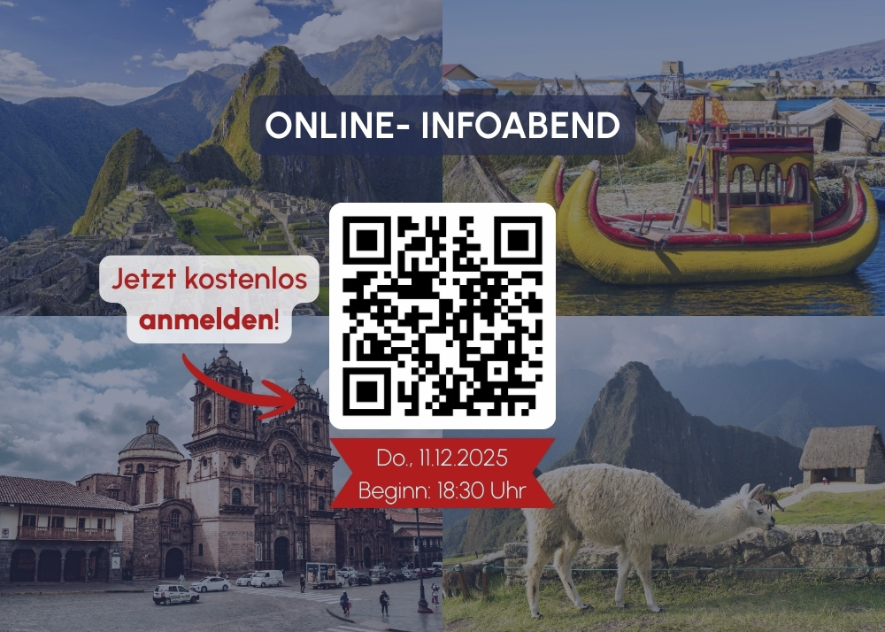Grafik für Anmeldung zum Online-Infoabend Peru - QR-Code