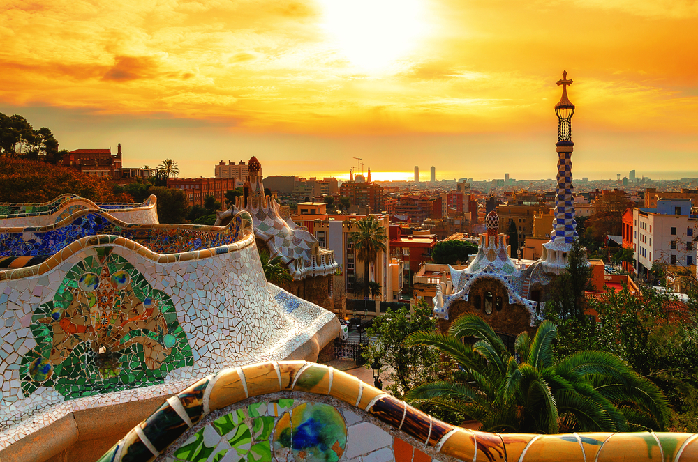 Blick auf die Stadt vom Park Güell in Barcelona
