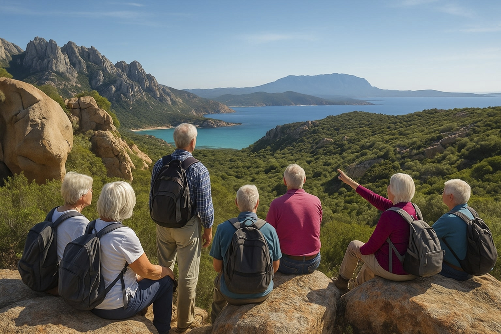 Gruppe, die die Aussicht genießt