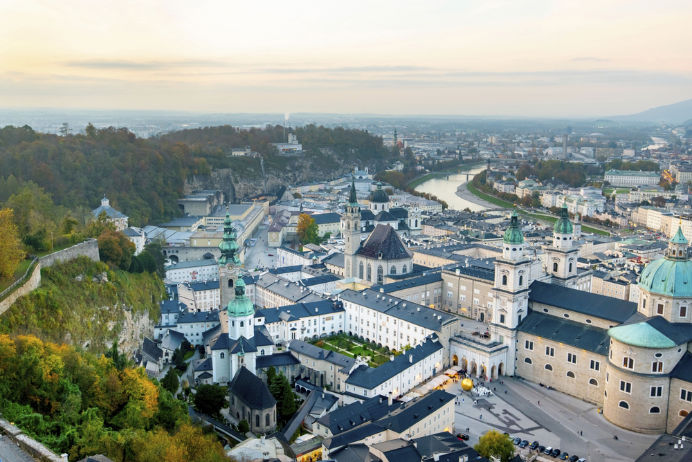 Panoramablick auf die Altstadt in Salzburg, Österreich