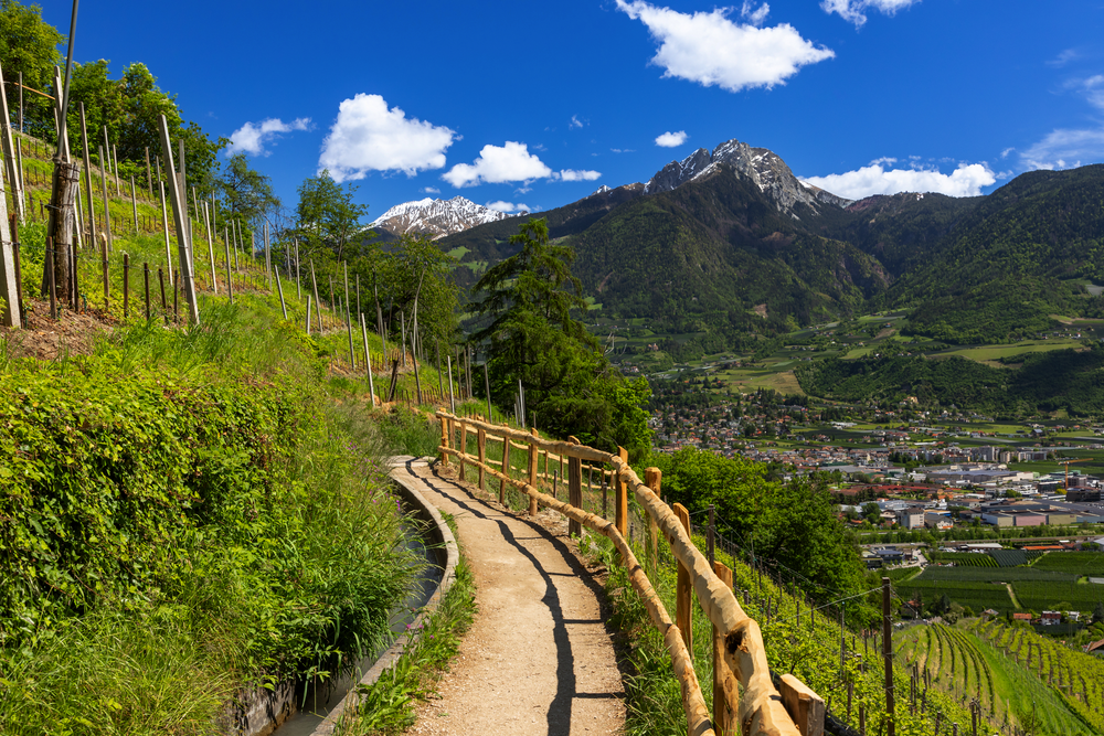 auf dem Marlinger Waalweg über Meran, Südtirol