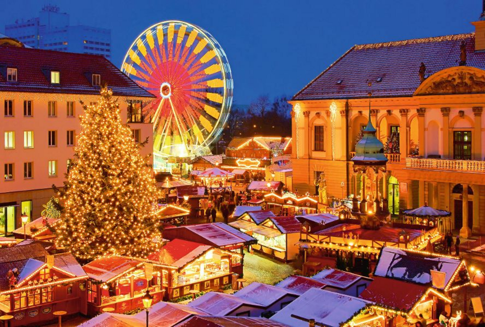 Weihnachtsmarkt in Magdeburg - Luftansicht