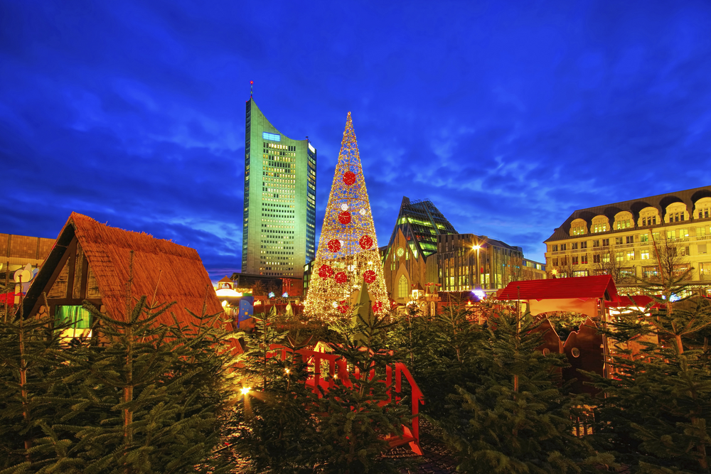 Weihnachtsmarkt in Leipzig, Deutschland