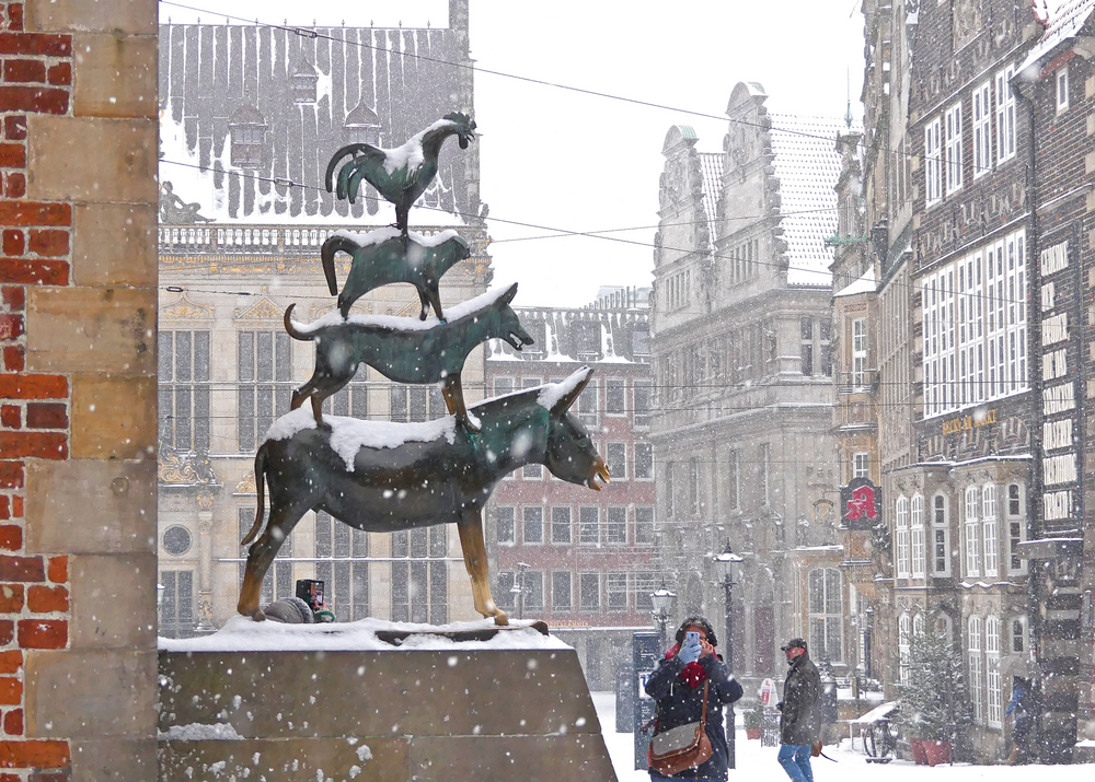 Bremer Stadtmusikanten im Winter