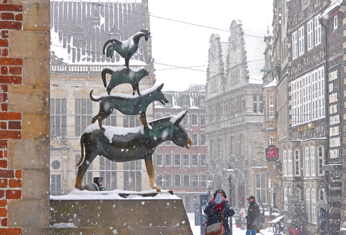 Bremer Stadtmusikanten im Winter