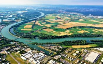 Blick aus der Luft auf dem Rhein